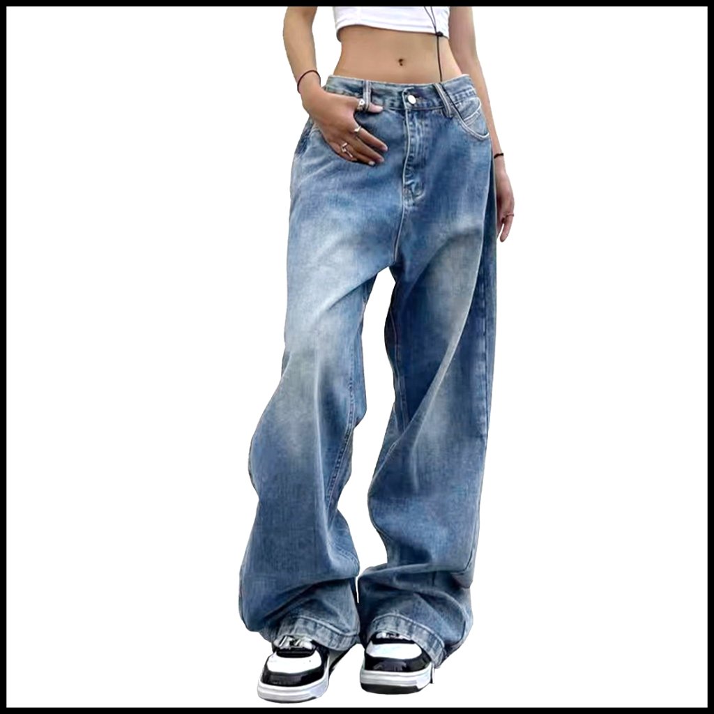 Wide Leg Baggy Jeans Mid Rise Boyfriend Fit Y2k 90s Denim Pants